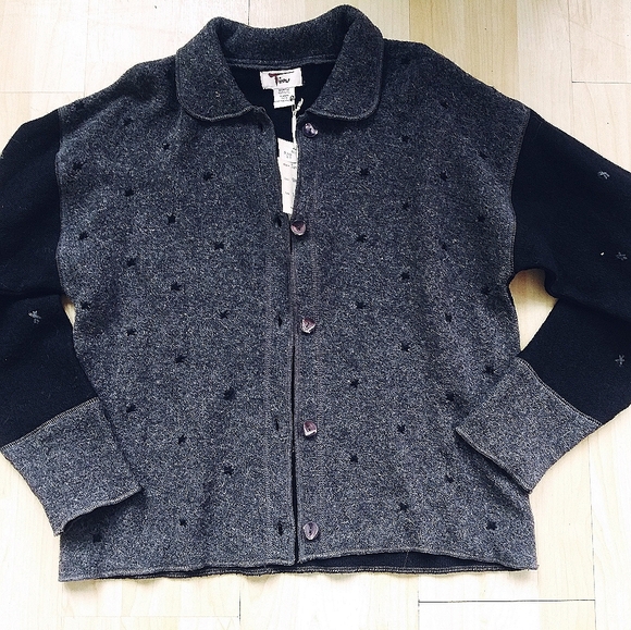 Tinu & Stu Jackets & Blazers - Tinu Wool Sweater Jacket Black Grey M Handcrafted